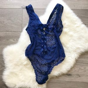 Victoria's Secret Blue Lace Bodysuit